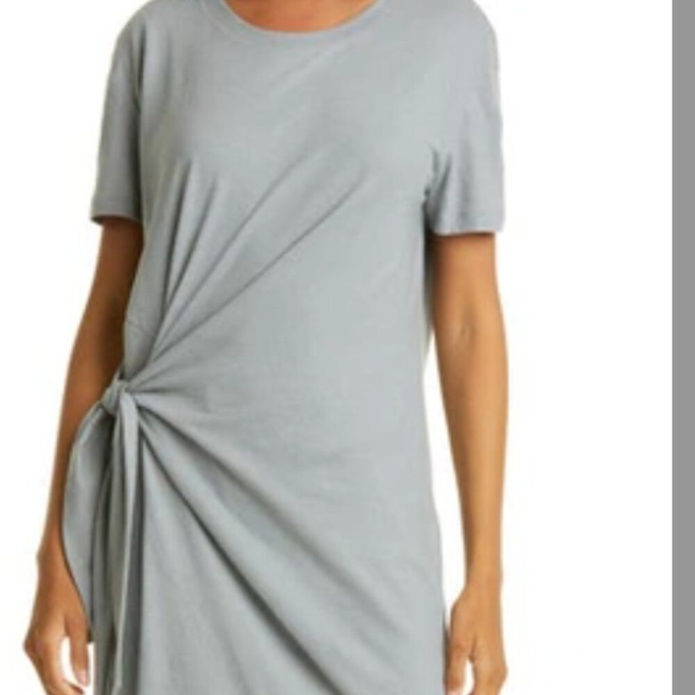 Vince Side Tie Cotton Knit dress in Sea Stone
